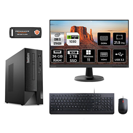 LENOVO Neo 50S M02VTXD584 i3 12100 36GB RAM 2TB SSD GT1030 4GB 21.5" W11P MASAÜSTÜ PC