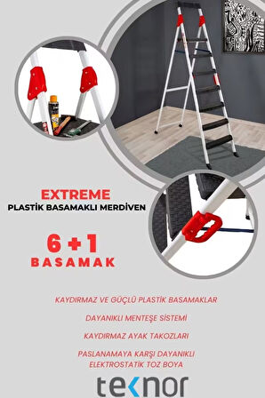 Extreme Plastik 6+1 Basamaklı Metal Merdiven