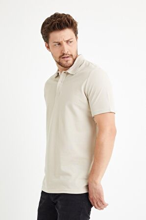 Erkek Basic Polo Yaka Tişört (Regular Fit) Bej