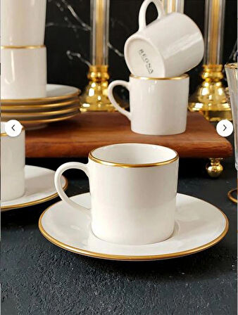 REGNA HOME Fine Living Sena Yaldızlı 18 Parça Gold Çay-Kahve Bardağı Seti, Türk  Kahve Fincan Takımı Çay Takımı