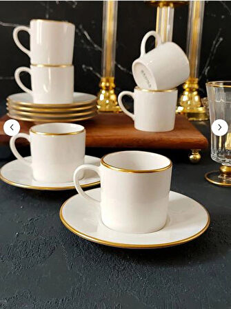 REGNA HOME Fine Living Sena Yaldızlı 18 Parça Gold Çay-Kahve Bardağı Seti, Türk  Kahve Fincan Takımı Çay Takımı