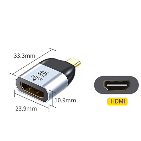 Type C To Hdmi 4K 60Hz Çevirici Dönüştürücü Mini Adaptor 