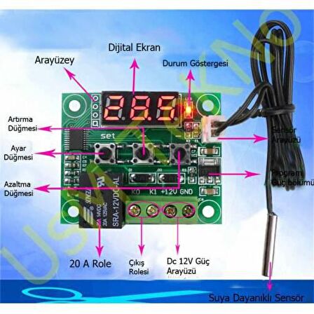 5 Adet Kuluçka Termostatı 12v Akvaryum Termostatı Dijital Termostat Problu Dijital  ısı Derece