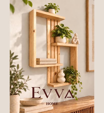 🌿 Ahşap Dekoratif Duvar Rafı