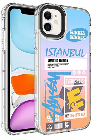 Apple iPhone 11 Kılıf Kamera Çıkıntılı Renkli Desenli Silikon