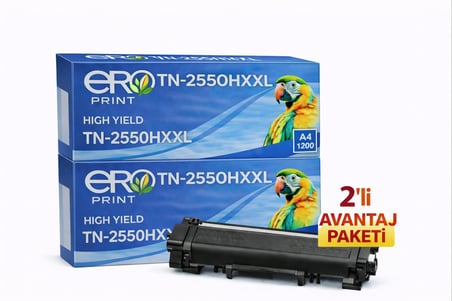 Brother TN-2550HXXL Muadil Toner - 9000 Sayfalık - 2'li Avantaj Paket