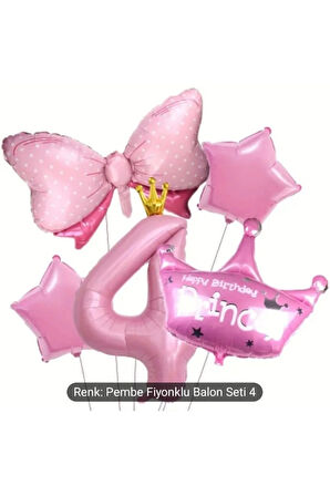 PEMBE PRENSES TAÇ FİYONK FOLYOLU YAŞ BALON SET