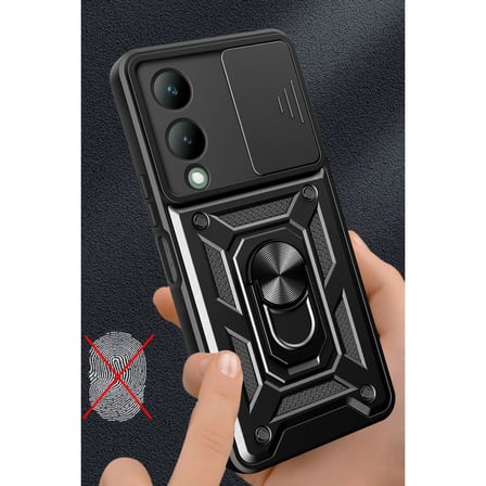 Vivo Y17s Kılıf Pars Lens Yüzüklü Silikon - Kırmızı