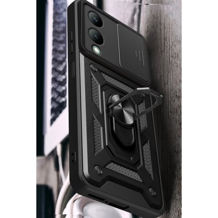Vivo Y17s Kılıf Pars Lens Yüzüklü Silikon - Kırmızı