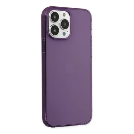 Apple İphone 14 Pro Max Kılıf Pc Sert Şeffaf Kapak - Mor