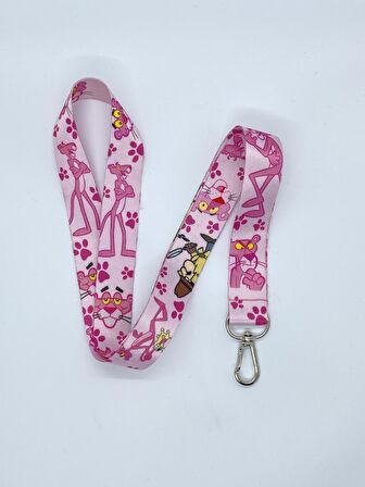 Pembe Panter Temalı Boyun İpi 
