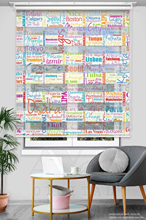 Dünya Şehirleri Baskılı Zebra Stor Perde - Renkli - Dijital Baskılı Zebra Perde