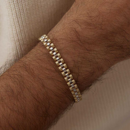 Sarı Beyaz Kordon Erkek Bileklik