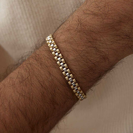 Sarı Beyaz Kordon Erkek Bileklik