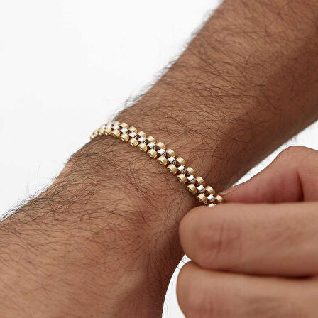 Sarı Beyaz Kordon Erkek Bileklik