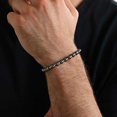 Yuvarlak Onix Taşı İpli Erkek Bileklik