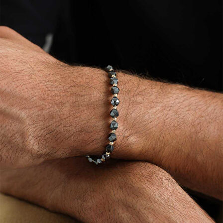 Yuvarlak Prizma Onix Taşı İpli Erkek Bileklik