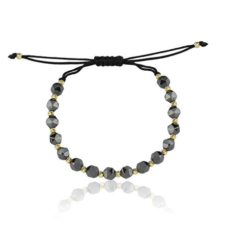 Yuvarlak Prizma Onix Taşı İpli Erkek Bileklik