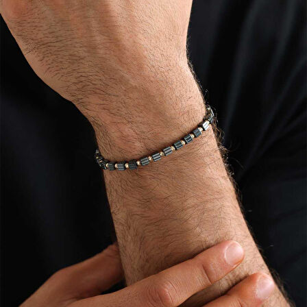 Kapsül Onix Taşı İpli Erkek Bileklik