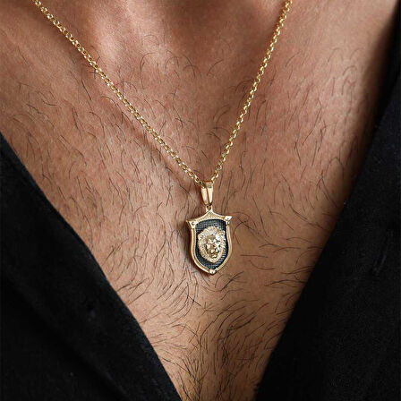 Lion Shield Erkek Kolye