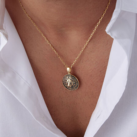 Aslan Eskitmeli Erkek Kolye