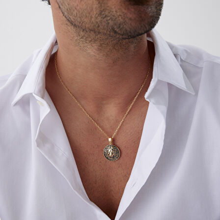 Aslan Eskitmeli Erkek Kolye