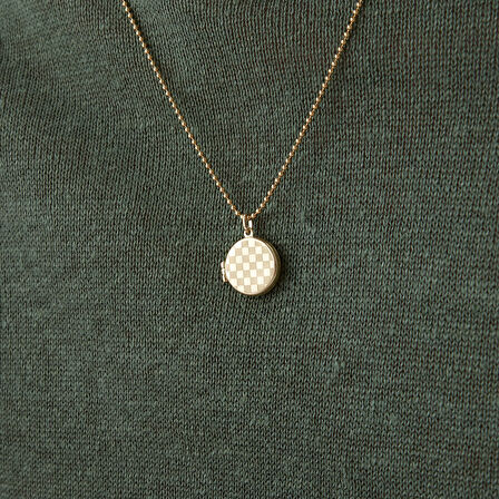 Damalı Yuvarlak Kapaklı Erkek Kolye