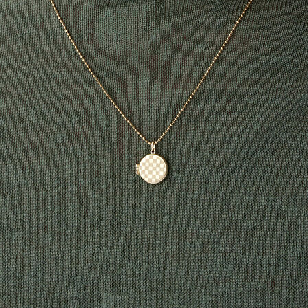 Damalı Yuvarlak Kapaklı Erkek Kolye