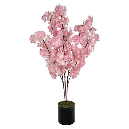 Yapay Ağaç Pembe Bahardalı Ağacı 80 cm Ağacı Japon Kiraz Çiçeği Saksılı 