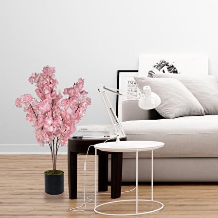Yapay Ağaç Pembe Bahardalı Ağacı 80 cm Ağacı Japon Kiraz Çiçeği Saksılı 