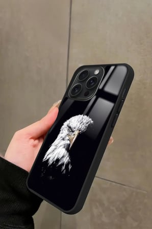 Apple iPhone 12 Pro Max Uyumlu Kartal Tasarımlı Parlak Silikon Kılıf