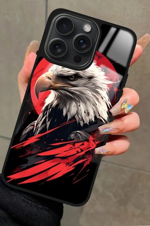 Apple iPhone 12 Pro Max Uyumlu Kartal Tasarımlı Parlak Silikon Kılıf