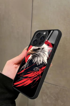 Apple iPhone 12 Pro Max Uyumlu Kartal Tasarımlı Parlak Silikon Kılıf