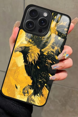 Apple iPhone 12 Pro Max Uyumlu Kartal Tasarımlı Parlak Silikon Kılıf