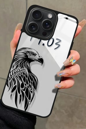 Apple iPhone 14 Pro Uyumlu Karakartal Tasarımlı Parlak Silikon Kılıf