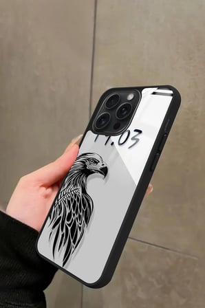 Apple iPhone 14 Pro Uyumlu Karakartal Tasarımlı Parlak Silikon Kılıf