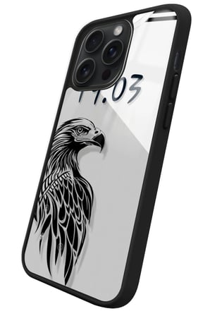 Apple iPhone 15 Pro Max Uyumlu Karakartal Tasarımlı Parlak Silikon Kılıf