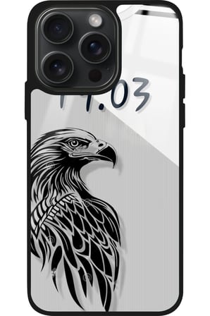 Apple iPhone 15 Pro Max Uyumlu Karakartal Tasarımlı Parlak Silikon Kılıf