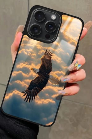 Apple iPhone 15 Pro Max Uyumlu Kartal Tasarımlı Parlak Silikon Kılıf
