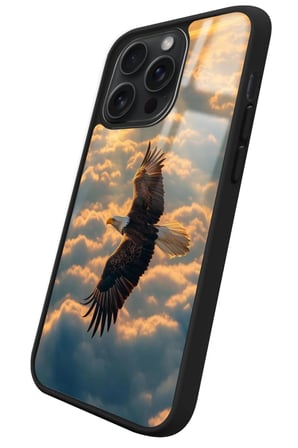 Apple iPhone 15 Pro Max Uyumlu Kartal Tasarımlı Parlak Silikon Kılıf