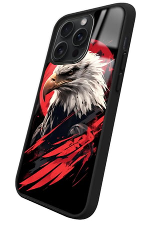 Apple iPhone 15 Pro Uyumlu Kartal Tasarımlı Parlak Silikon Kılıf