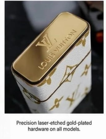 Beyaz Gold Monogram Desenli Kapaklı Sigara Kutusu