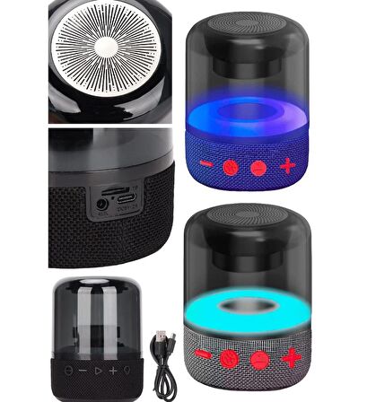  QASUL Bluetooh Speaker Hoparlör Renk Şölenli Dekoratif Speaker Led Şeffaf Gösterili Wireless