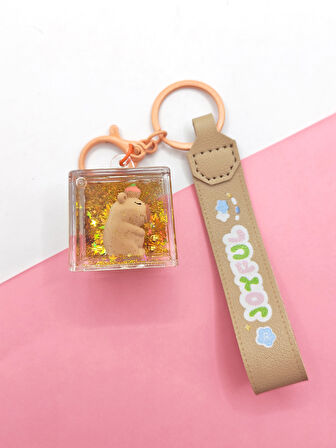 Capybara Anahtarlık Kapibara Sulu Pullu Küp Anahtarlık - Cupcake