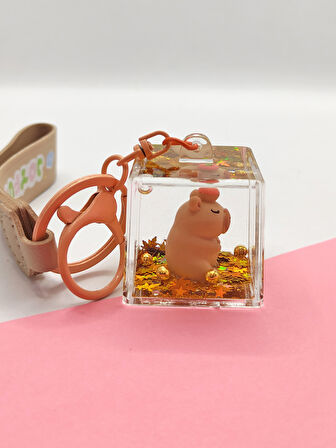 Capybara Anahtarlık Kapibara Sulu Pullu Küp Anahtarlık - Cupcake