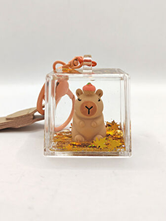 Capybara Anahtarlık Kapibara Sulu Pullu Küp Anahtarlık - Cupcake