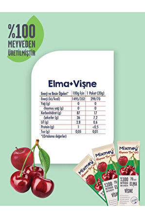 Mixmey Ekşi Sever Meyve Bar 24 Adet | Vegan,Glutensiz, Sağlıklı Vegan Atıştırmalık - 20gr X 24 Adet