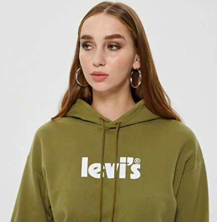 Levi's Graphic Standard Seasonal Kadın Yeşil Hoodie Sweatshirt