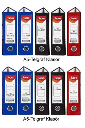 Telgraf Klasör Geniş A5 Plastik 10 Adet ( 4 mavi 4 siyah 2 kırmız )