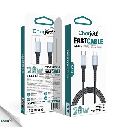 3.0A 28 Watt TYPE-C to TYPE-C Veri Aktarımı ve Şarj İçin USB Kablo